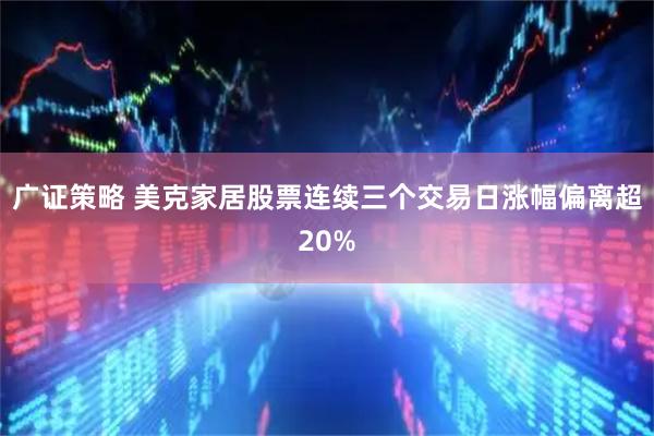 广证策略 美克家居股票连续三个交易日涨幅偏离超20%